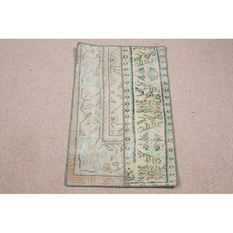 Greenish Wool Rug With Oushak Design Offers A Vintage Style Perfect For Hallways And Living Spaces
