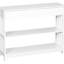 Console de couloir, tiroir extra large blanc et 2 tablettes pour le rangement, rangement de salon moderne à lattes de bois blanc avec tablettes coulissantes, robuste, caractéristique de conception