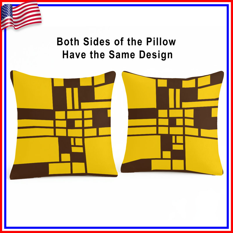 Coussins décoratifs rectangulaires jaunes et brun, 16 x 16 inches