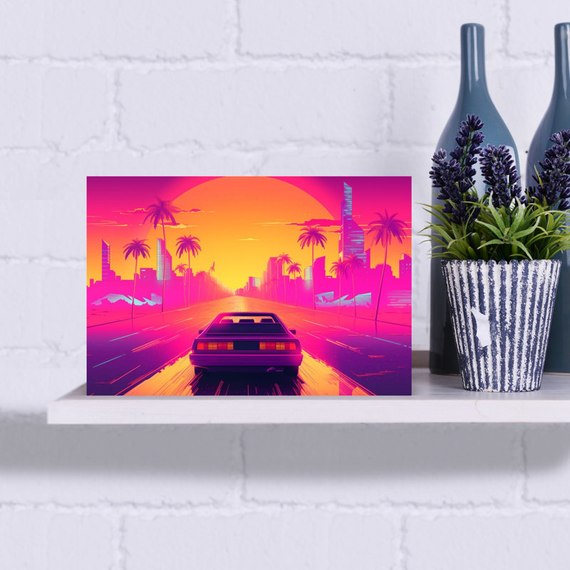 Retro Sunset Drive by Andreas Magnusson - Wrapped Canvas Print, 30.48 cm H x 45.72 cm W