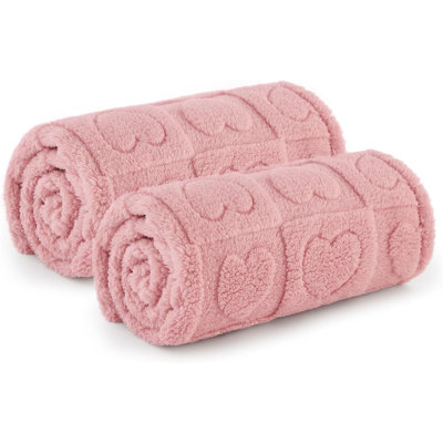 1 Pack 2 Dog Blankets For Small Dogs - 2Pcs Washable Soft Fluffy Puppy Blanket With Premium 300GSM Coral Fleece, Cozy Cat Blankets For Indoor Cats, Fuzzy Pet Blanket For Kitten Doggy, Pink