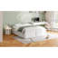 Grand lit plateforme avec 6 tiroirs en blanc - stable et 6 cadres solides polyvalents