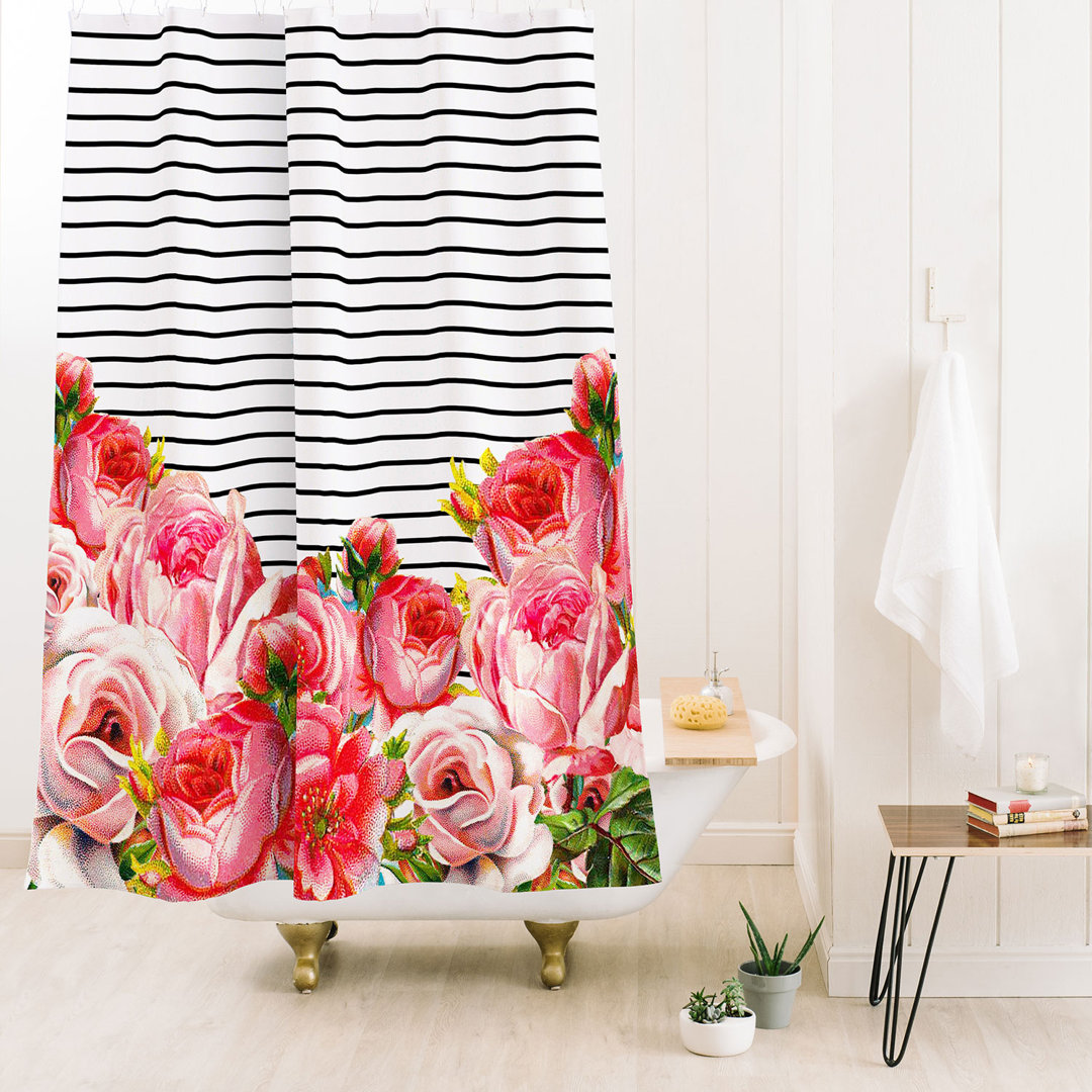 Canela Floral Shower Curtain George Oliver