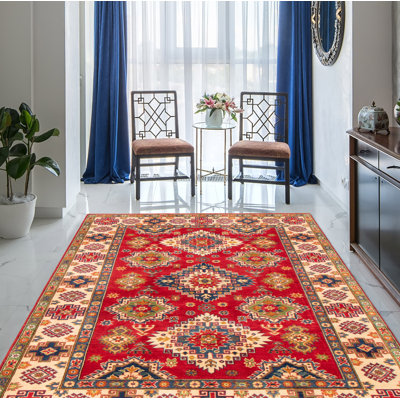 Oleatha One-of-a-Kind 6'2" X 8'8" New Age Wool Area Rug in Dark Red