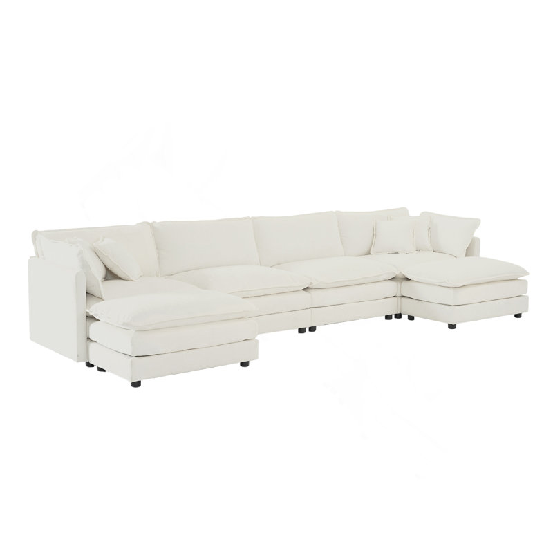 Canapé Comfort U, H 33 po x l 146,5 po x P 35 po, Blanc