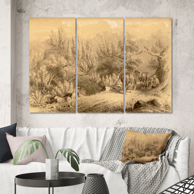 " Vintage Cowboys In The West " 3 - Pieces Painting Print