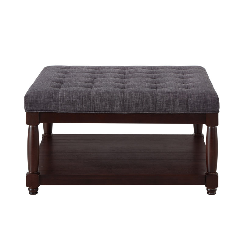 Repose-pieds avec repose-pieds et tablette inférieure Roomfitter, Gris foncé, Bois brun foncé