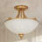 4 - Light Modern Dimmable Semi Flush Mount With Frosted Glass Bowl Shade (Bulbe Include)