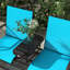 Banc de balançoire en métal avec table basse et cadre central en métal - Matériau respirant à double glissement bleu, pour jardin, patio, table de patio près de la piscine. Siège de jardin. Textile, 264 lb Par