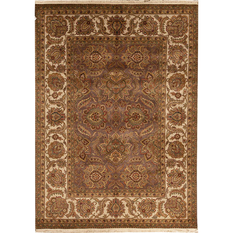 Tapis brun et ivoire de haute qualité noué à la main
