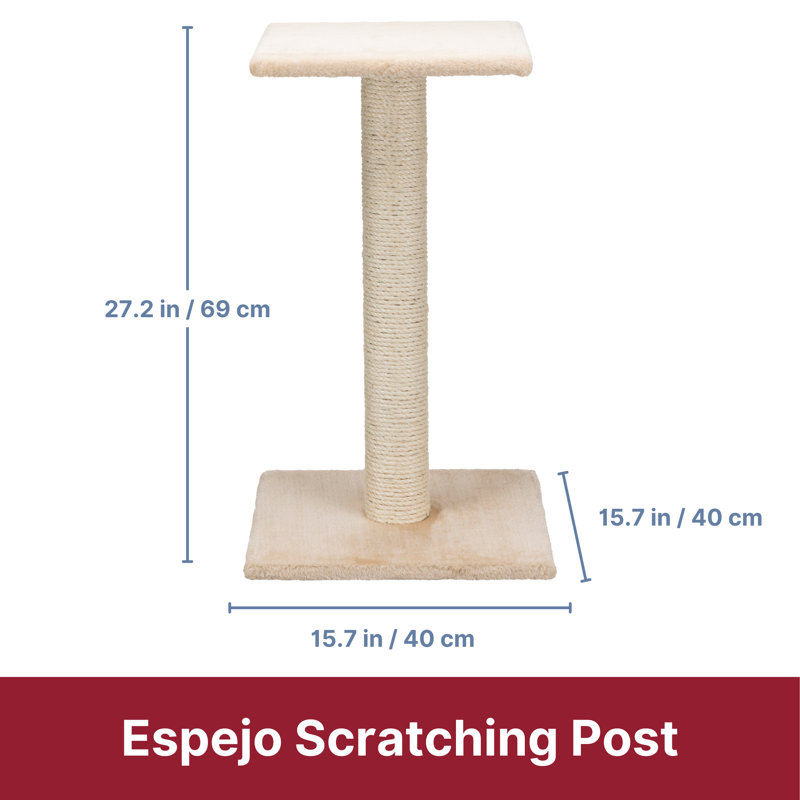 Beige Sisal Cat Scratching Post with Plush Platform