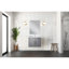 Meuble-lavabo simple gris foncé 24 po X P 22 po D, comptoir en marbre de Carrare, 18 po Ensemble miroir et robinet-117982691-117982692