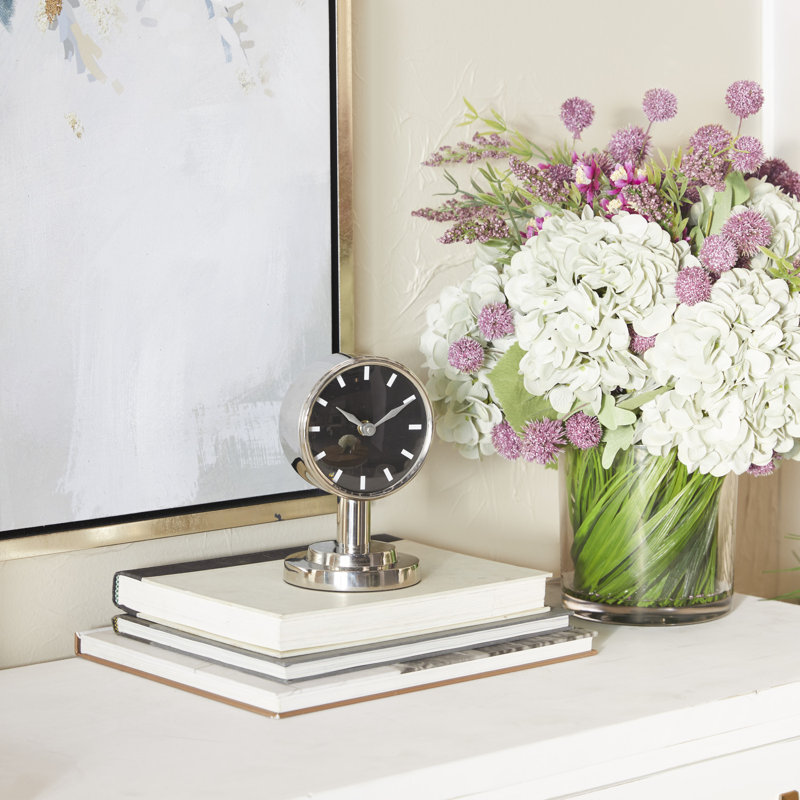 Analog Stainless Steel Mechanical Tabletop Clock, Silver