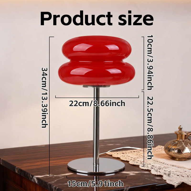 Bedroom Mushroom Lamp, Medieval Modern Bedside Table Lamp, Dimmable Retro Egg Tart Headlight, Unique Home Mushroom Decoration Aesthetic Lovely Living Room Desk Lamp (red)