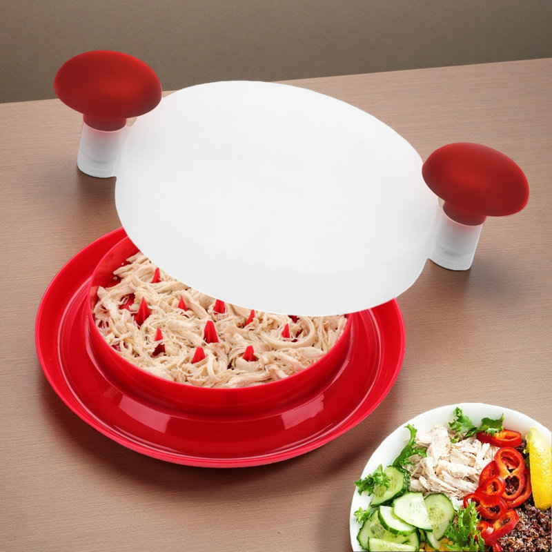 Destructeur de viande à main avec couvercle rotatif, plaque de déchiquetage ronde de grande capacité pour la cuisine à domicile