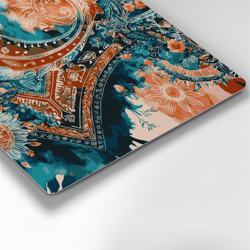 Southwestern Cowboy Paisley Bandana 76, art mural en métal brun