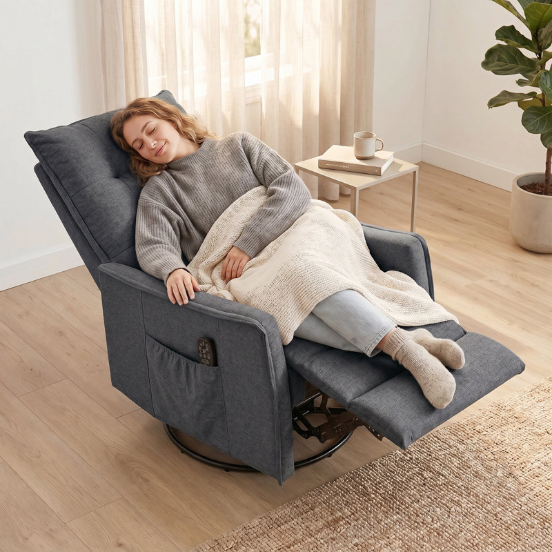 Massage Recliner Sofa, Grey Chenille