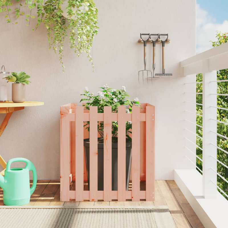Nabeela Wood Planter Box, 70cm H x 70cm W x 70cm D, Red Brown