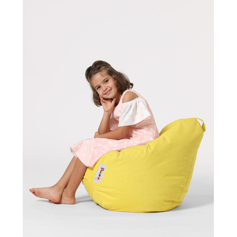 Fauteuil à billes jaune de qualité supérieure, 23,6 po x 23,6 po x 9,8 po | 100% polyester, imperméable, 100% mousse de styromousse originale | Supporte jusqu'à 440 lb, système de fermeture à glissière cachée | Siège moderne et amusant pour le divertissement en plein air