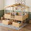 Lit mezzanine simple en bois avec tiroirs intégrés et conception en forme de maison-131279285-131279287
