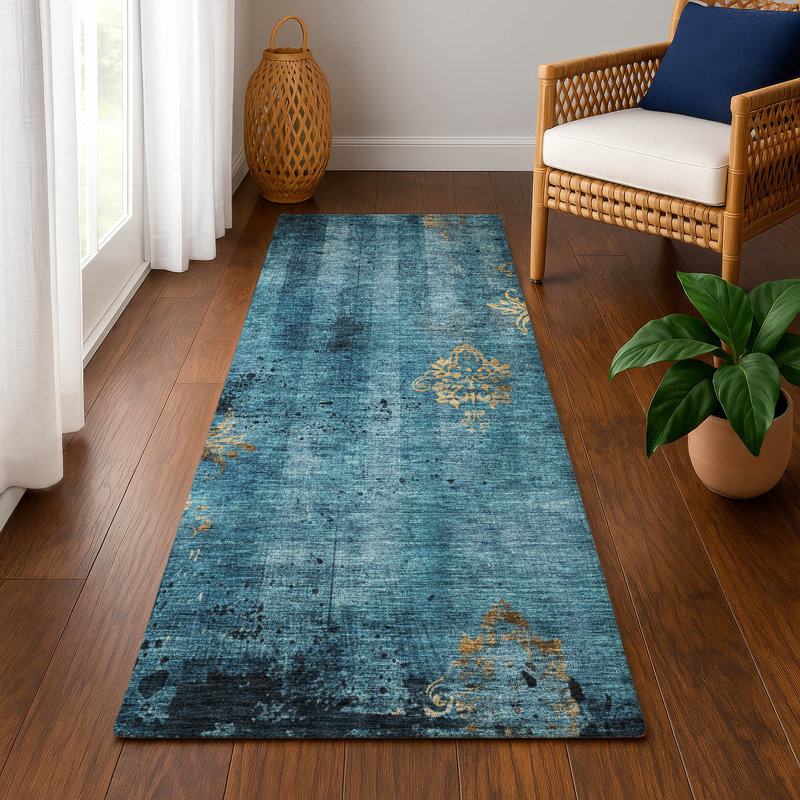 Premium Machine Washable Jacquez AMF1788 Floral Rug, Runner 2'3" x 7'6"