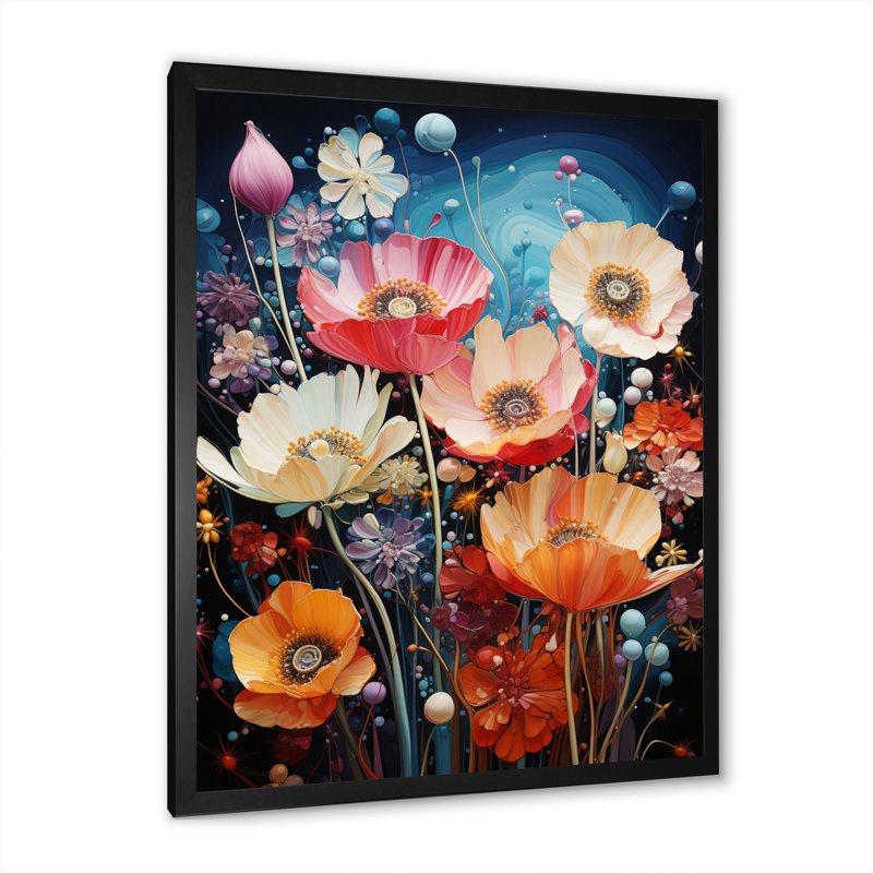 Fleurs sauvages en fleurs sur toile, H 20 po x l 12 po x P 1 po, Cadre simple noir