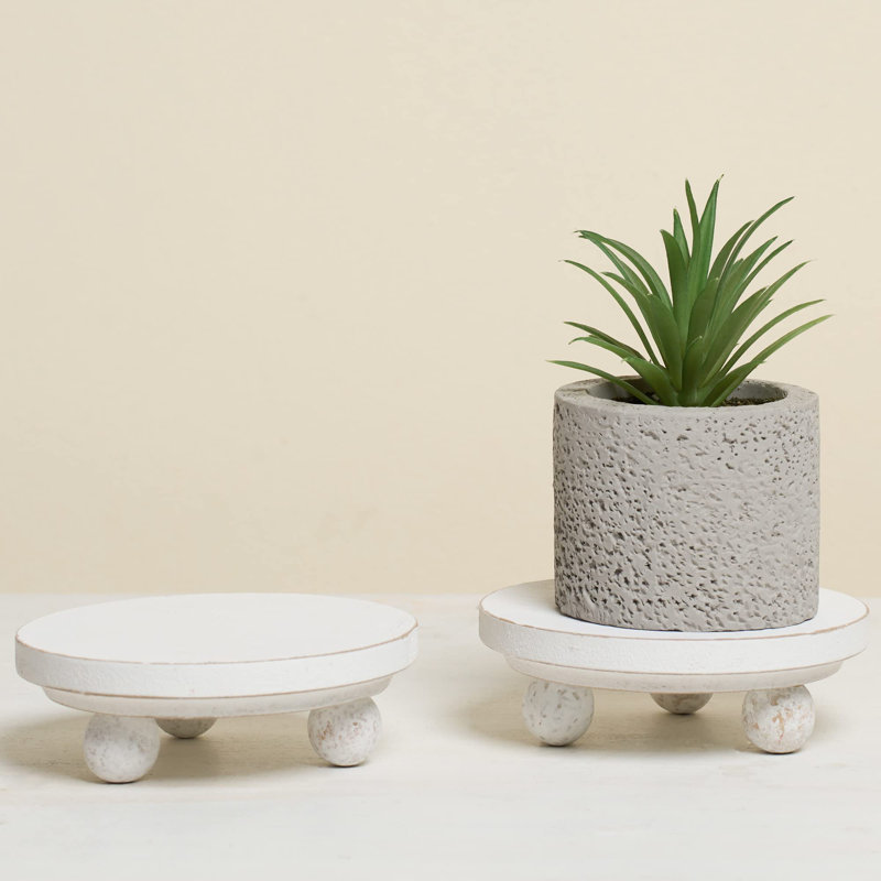 Grigoriy, paquet de 2 présentoir rond ou piédestal, Blanc, 4"
