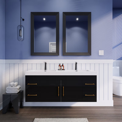 Ensemble de meuble-lavabo double mural 60 "Spring