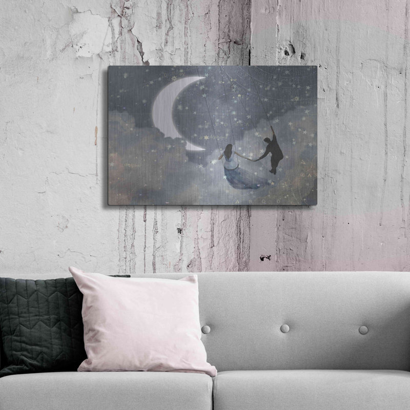 «Celestial Love I» par Victoria Borges, art mural en métal, H 24 po x l 36 po