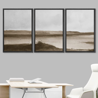 Coastal Beach " Pastel Minimal Calm Oceanside " 3 Piece Art Color Photography Print