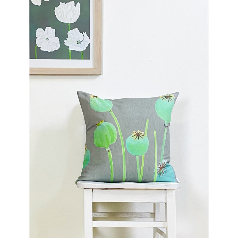 Square Pillow Cover & Insert, Green/Gray