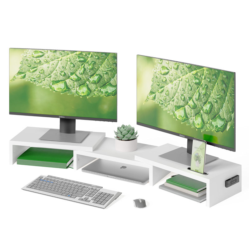 Manufactured Wood Monitor Stand, White