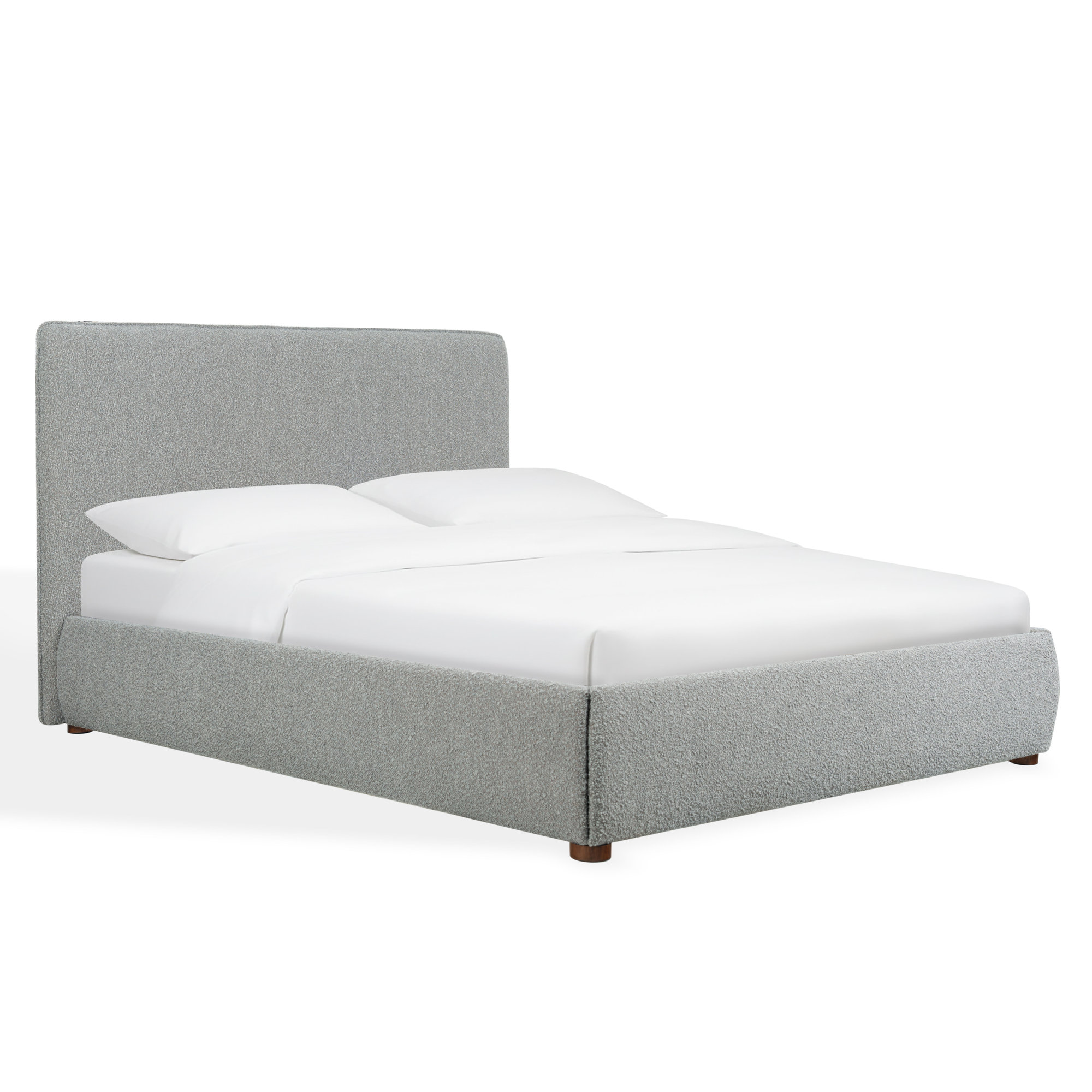 Callahan Upholstered Bed, King, Light Gray Boucle