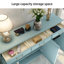 Banc de rangement bleu en bois manufacturé-1743652676
