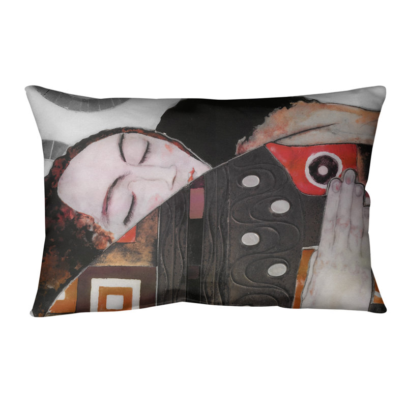 Coussin de support lombaire, Rouge / dégradé orange, Polyester sergé