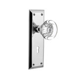 Crystal Round Interior Mortise Door Knob with New York Long Plate