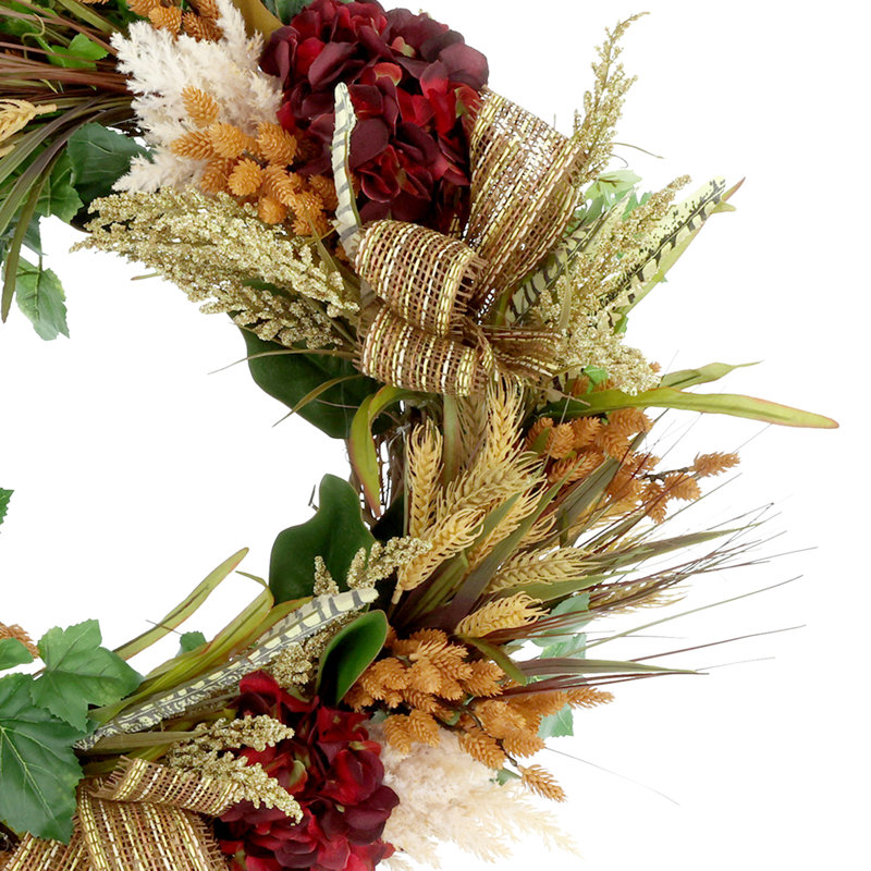 26" Fall Wreath with Hydrangeas and Bows