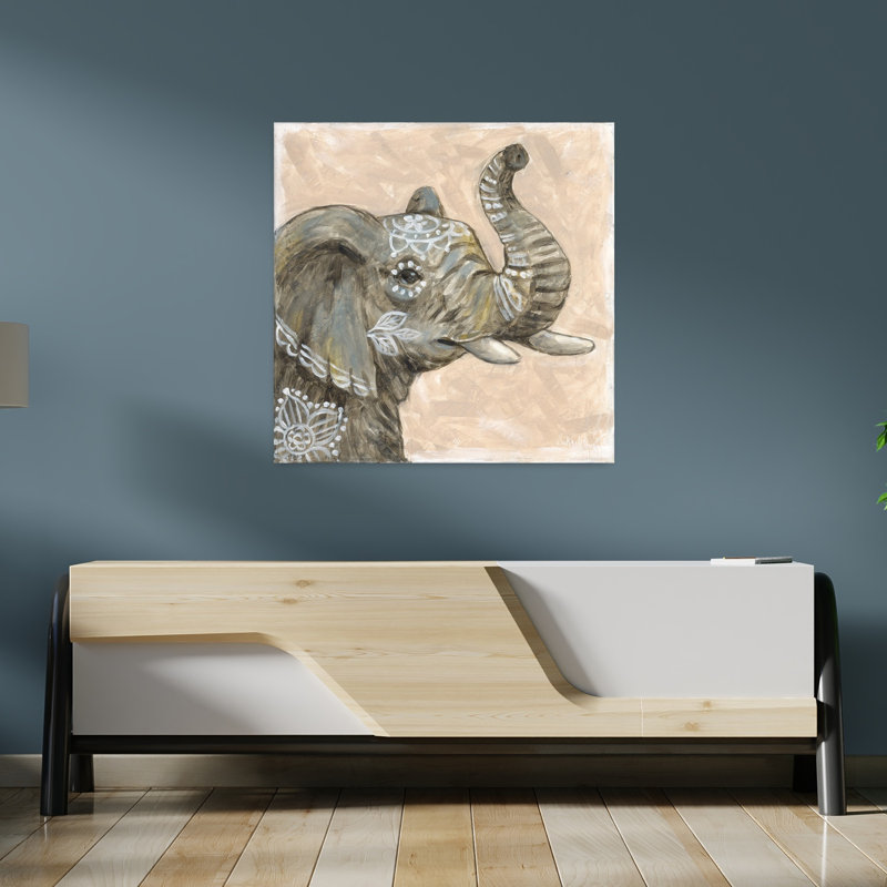 Art contemporain à motif d'éléphant à motif d'éléphant, H 36 po x l 36 po