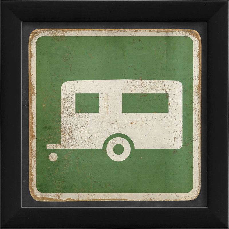 « camper », impression encadrée Sign, Vert