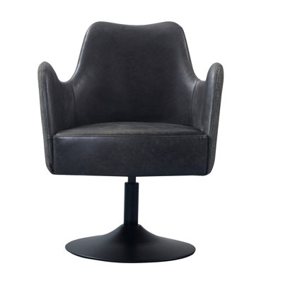 Loms Genuine Leather Swivel Accent Chair