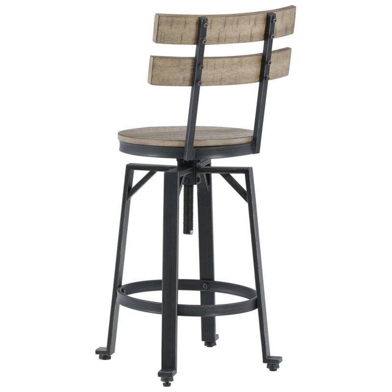 Rustic Charm Two-Tone Swivel Counter Height Barstool in Distressed Brown
