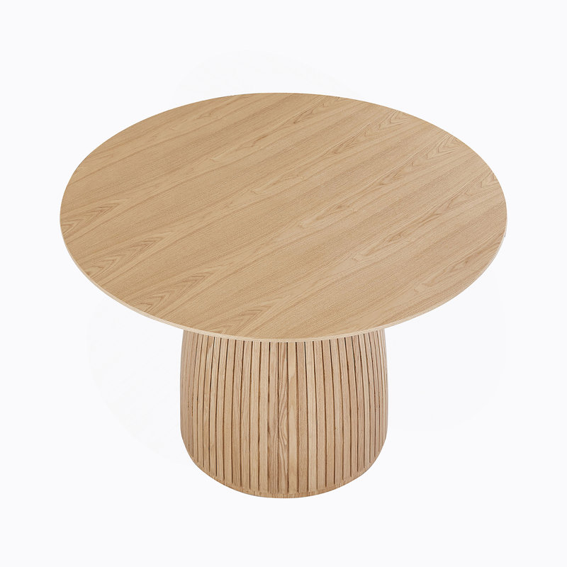 Table de salle à manger ronde de table de cuisine moderne en bois de 47,24 po., Frêne naturel