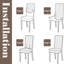 Housses de chaises imperméables, housses de chaises de salle à manger extensibles, amovibles, lavables, ensemble de 6-129906090