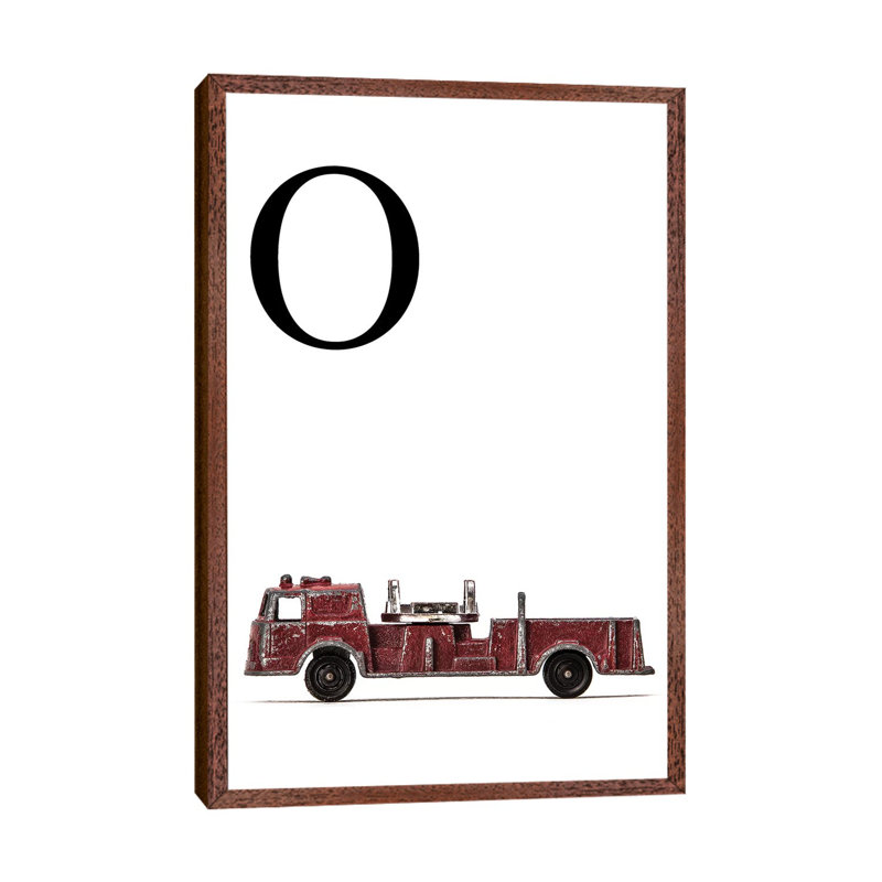 O Fire Engine Letter - Print on Canvas, Classic Brown Wood Framed, 66.04 cm H x 45.72 cm W
