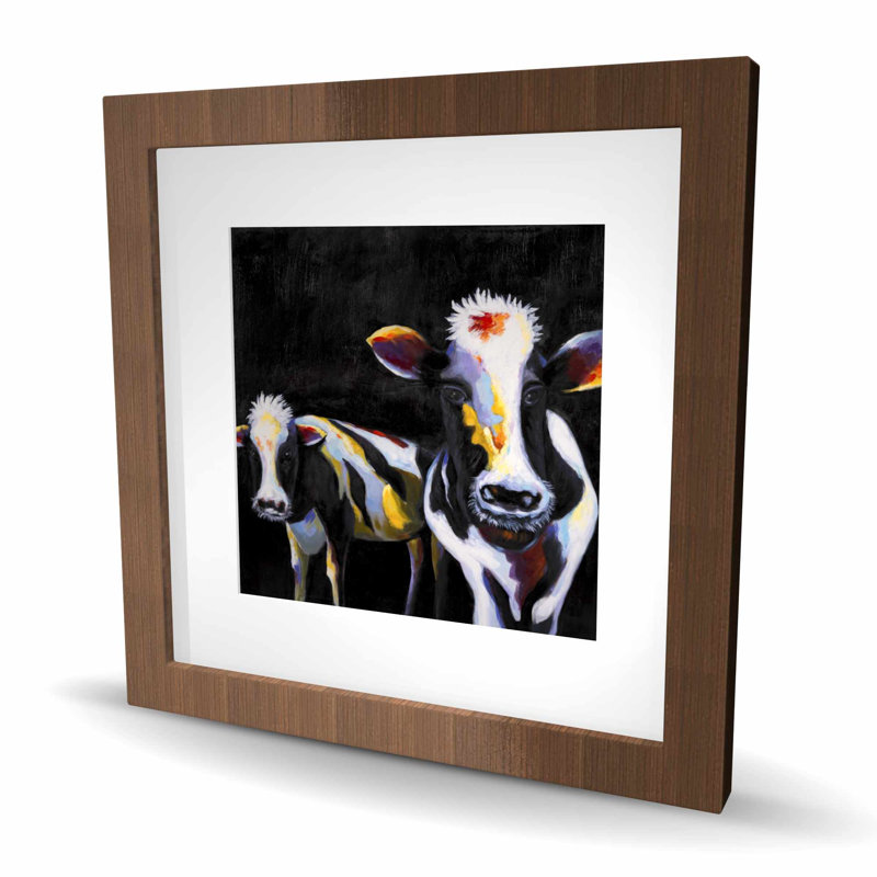 Two Funny Cows - Farm Animals White Framed Print for Decor