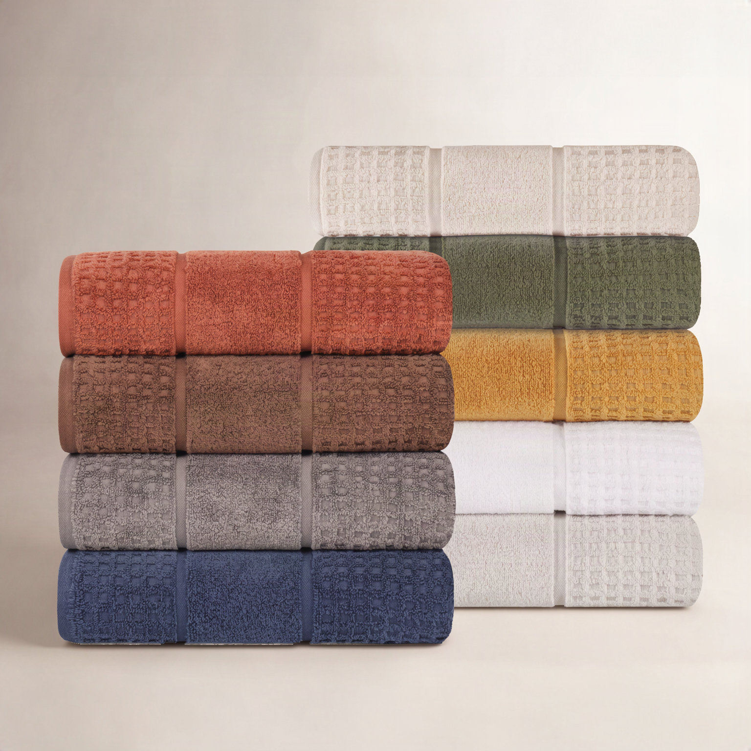 Camiren Waffle Cotton Washcloth Set, Ivory
