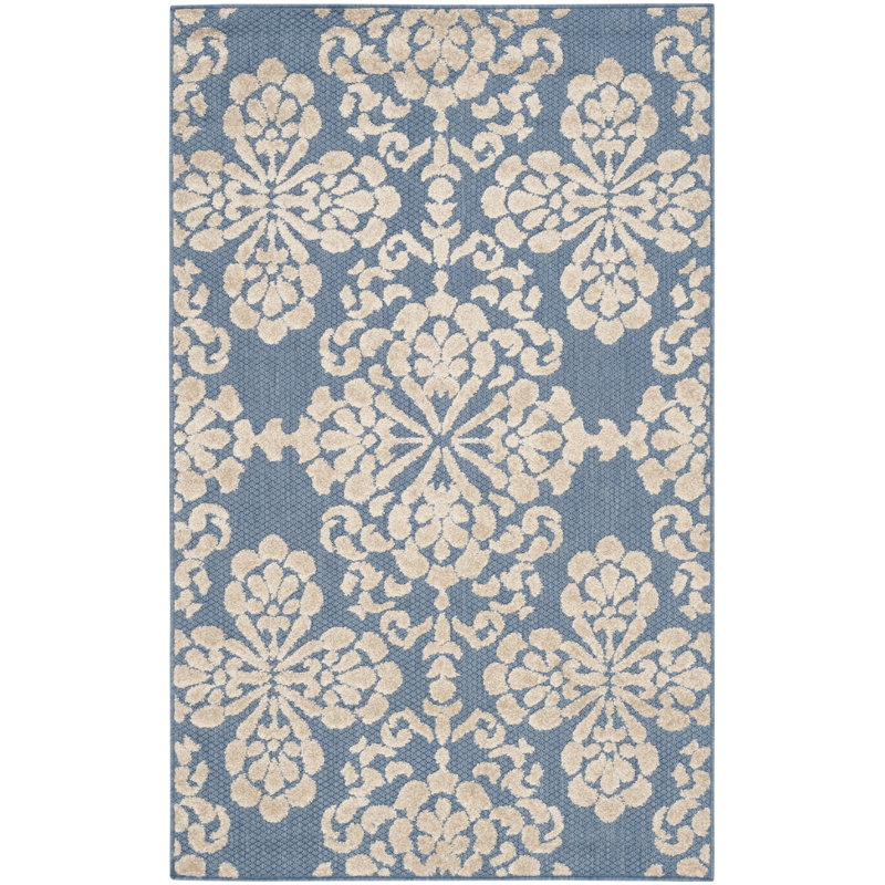 Tapis d'intérieur / extérieur Jaquelin Performance Damask, Rectangle 8 pi x 11 pi 2 po