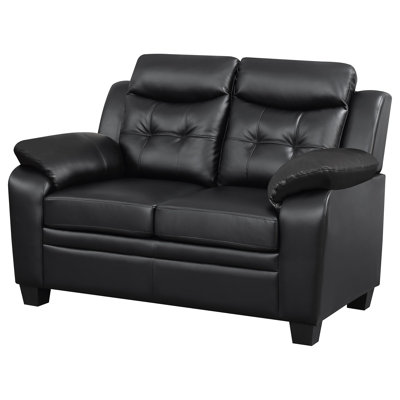 Aulbree Upholstered Padded Arm Tufted Loveseat Black