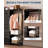 16 Drawers Dresser with Clothes Rack, Fabric Storage Tower Drawers Organizer Unit-309613545