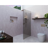 Ursa 30 in. x 78 in. Fully Frameless Gray Tinted Single Fixed Shower Panel
